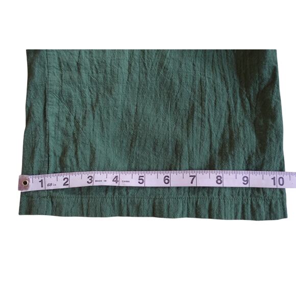 Womens 100% Cotton Jumpsuit Medium Green Cut Out Belted Cropped Wide Leg Pockets - Picture 7 of 8